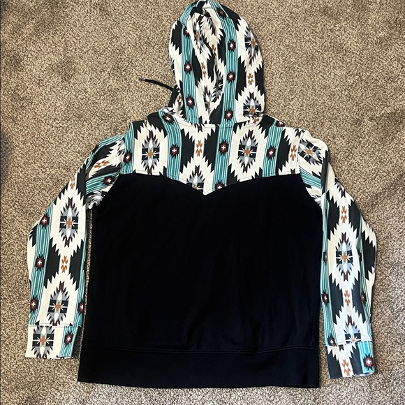 Wrangler Black and Teal Patterned Hoodie - Picture 2 of 3